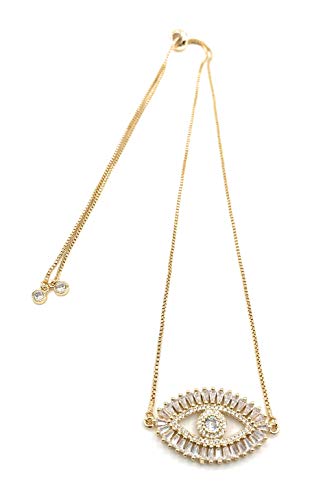 【中古】【未使用・未開封品】LESLIE BOULES ゴールドイーブルアイネックレス 18Kゴールドメッキ スライド式調節可能なチェーンチョーカージュエリー, M, 水晶 17,576円