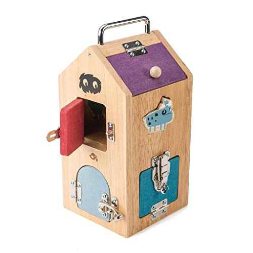 【中古】【未使用・未開封品】Tender Leaf Toys 木製モンスターロックボックス ? 8つの異なるドアと様々なロックメカニズムでProbelm解決スキルを発達 ? 3 + マルチカラー 6