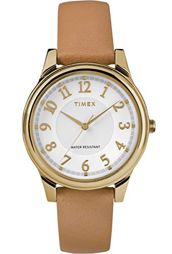 【中古】【未当て嵌める・未開封品】Timex レディース 中核グループ 36粍 レザーストラップ ウオッチ タン