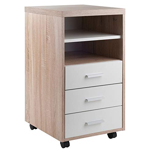 【中古】【未当て嵌める・未開封品】Kenner Mobile Storage Cabinet, 3 Drawers, 2 Shelves, Reclaimed Wood/White Finish