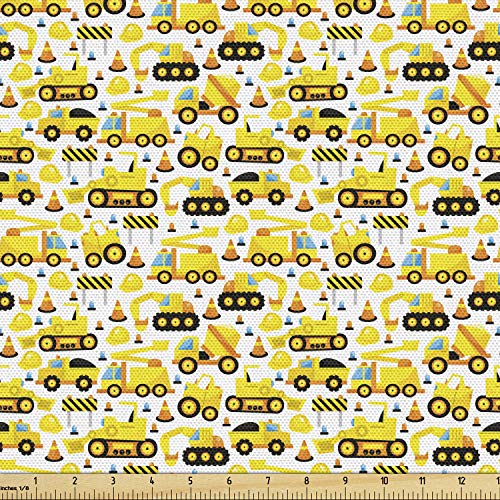 【中古】【未使用・未開封品】Lunarable Cartoon Fabric by The Yard, 建設車両スタイルマシン 安全ビルディングテーマ、室内装飾やホームアクセントの装飾ファブリック、5ヤ 35,498円
