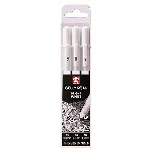 【中古】【未使用・未開封品】さくら、ジェリーロール3個入り、白ペン、ミックスサイズ05/08/10