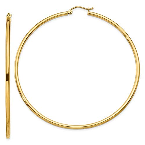 【中古】【未使用・未開封品】14K イエローゴールド チューブフープイヤリング クリックダウンクラスプ付き (2mmチューブ)