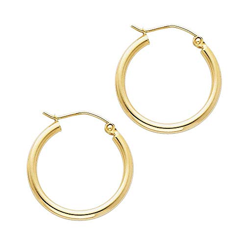 【中古】【未使用・未開封品】MCS Jewelry 14カラット イエローゴールド クラシックフープピアス (直径: 20mm 25mm 30mm 35mm)