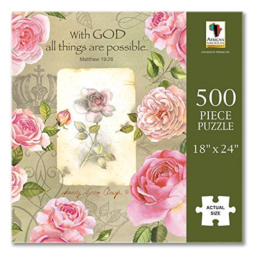 【中古】【未使用・未開封品】アフリカ系アメリカ人 Expressions with God All Things are Possible ローズパズル ? 聖書の言葉 ? 家族と大人のためのインスピレーションク