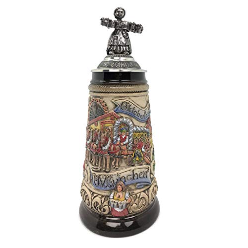 【中古】【未使用・未開封品】Liesl Lid オクトーバーフェストマグ 1リットル タンカード ゾラー\u0026ボーンマグ ドイツ製 コレクター向けセラミックビールジョッキ