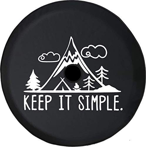 【中古】【未使用・未開封品】Pike Outdoors JLシリーズ スペアタイヤカバー バックアップカメラ穴 Keep it Simple Mountains Clouds Trees 33 Inch ブラック TireJL-P700-Hol