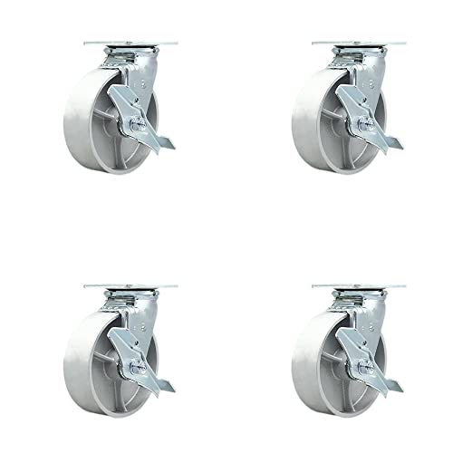 【中古】【未当て嵌める・未開封品】Service Caster - 6in x 2in 虚蝉スチール写真鋳鉄車輪キャスター仕掛ける - 打ちきり付き添い人回転させるキャスター - 総静電容量4,800英国ポンド - 4個セッ