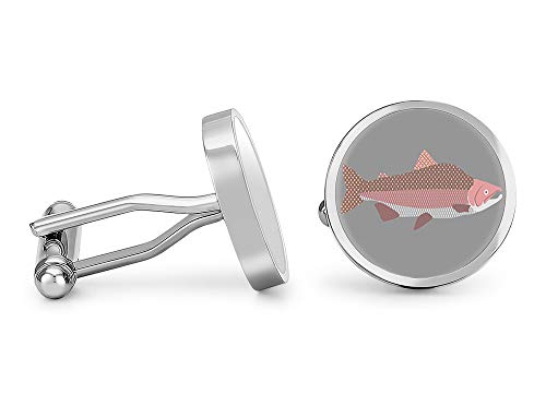 【中古】【未当て嵌める・未開封品】Oakmont カフスリンク さくら色 秋味柄 秋味柄 魚 カフリンクス