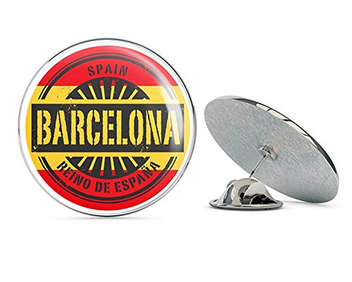 【中古】【未当て嵌める・未開封品】バルセロナ カタルーニヤ エスパニア ラウンド 金属元素 0.75in ラペルいの一番 かぶり笠 プルオーバー ピン タイ王国タック ピンうしろ側