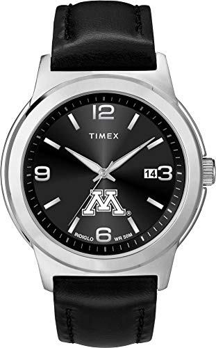 【中古】【未使用・未開封品】Timex Men's Minnesota Golden Gophers Watch Black Leather Band Ace