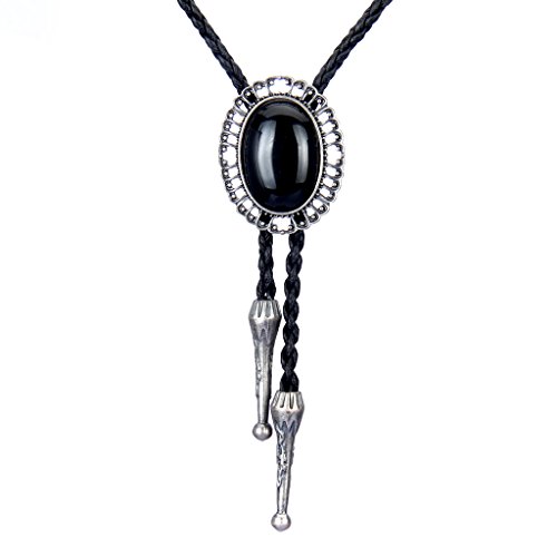 【中古】【未使用・未開封品】COOLLA Bolo ネクタイ ハンドメイド ラウンドシェイプ ウェスタンカウボーイ ブラック ヴィンテージターコイズペンダント レディース メンズ シ