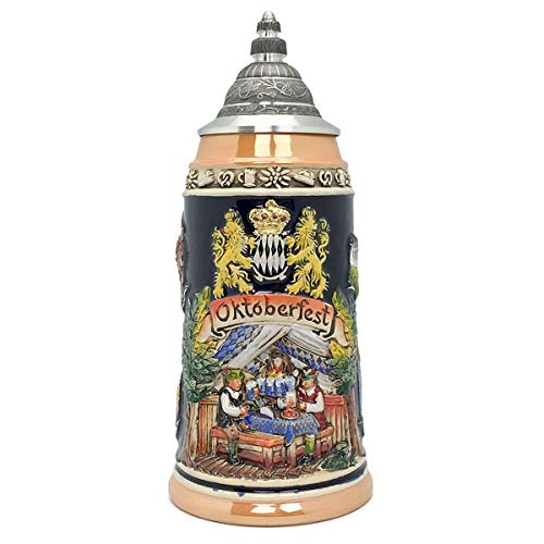 【中古】【未使用・未開封品】オクトーバーフェストマグ バイエルン ライオンズ 1リットル タンカード ゾラー&ボーンマグ ドイツ製 コレクターズアイテム 陶器製 蓋つき｜AJIMURA-SHOP