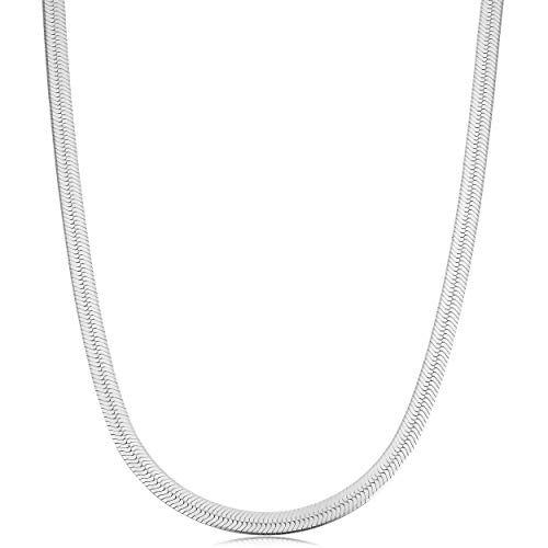 【中古】【未当て嵌める・未開封品】Kooljewelry スターリングしろがね色 4.6粍 ヘリンボーンネックレス (18、20、24in)