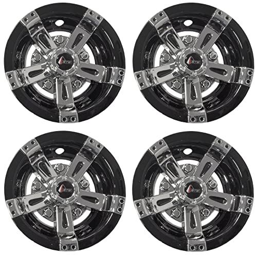 【中古】【未使用・未開封品】GTW ゴルフカート 8インチ Maverick ゴルフカート ホイールカバー (クローム&ブラック) | ユニバーサルフィット | 4個セット｜AJIMURA-SHOP
