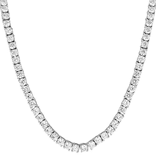 【中古】【未使用・未開封品】Bling Bling NY 1列テニスネックレス 18～30インチ シルバー仕上げ 人工ダイヤモンド 3mm 4mm アイスアウト ソリティア チョーカー テニスチェー