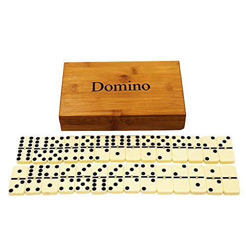 【中古】【未使用・未開封品】TRLYC Black Point Double 6 Mexican Train 28Pcs Dominoes Mexican Train Domino Game with Bamboo Box