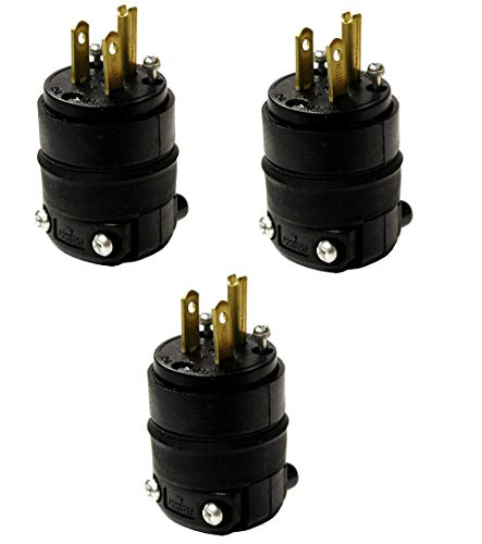 【中古】【未使用・未開封品】Leviton 515PR 15アンペア 125ボルト ストレートブレードラバープラグ NEMA 5-15P ブラック 3パック|AJIMURA-SHOP