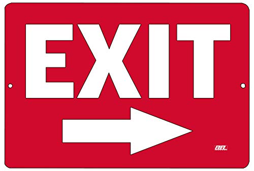 【中古】【未使用・未開封品】Warning Exit 右矢印メタルブリキ看板 ビジネス 小売店 ホーム ラージ レストラン バー オフィス ホテル