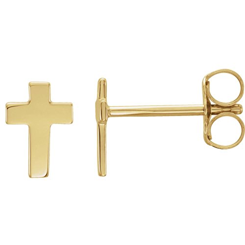 【中古】【未使用・未開封品】Jewels By Lux 14Kイエローゴールド 7×5mm ペア光沢クロスピアス バック付き