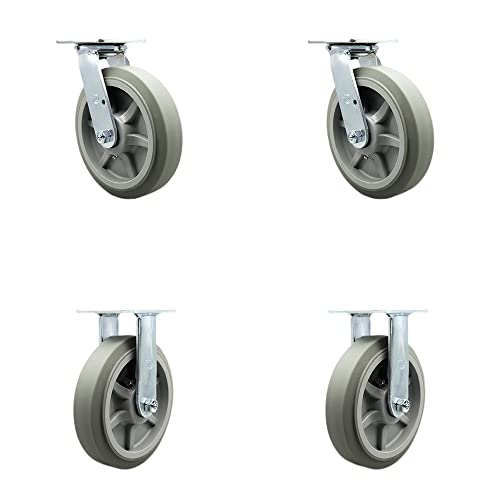 【中古】【未使用・未開封品】Service Caster - 8インチ x 2インチ 熱可塑性ゴムホイールキャスター 4個セット 2スイベル/2リジッド