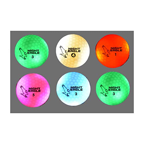 【中古】【未使用・未開封品】Night Eagle CV LED ゴルフボール - ライトアクティブ - タイマーなし - 6パック (7色ボール 6パック)|AJIMURA-SHOP