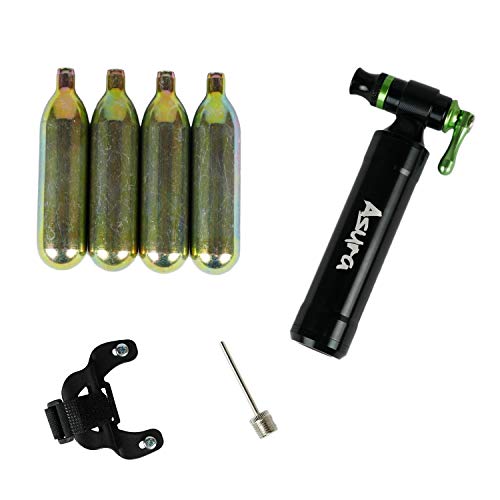 【中古】【未使用・未開封品】Asura 2秒 ブラックエンクローズ CO2 タイヤインフレーター 4 16g 16g スレッドなし CO2カートリッジ スターターパック バイクフレームマウント