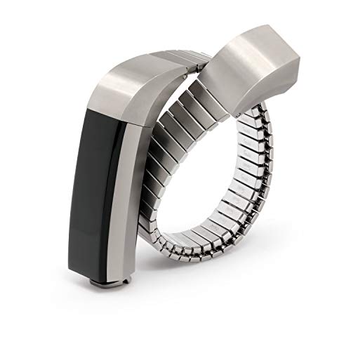 【中古】【未当て嵌める・未開封品】Speidel Twist-O-Flex 金属元素取りひろげるステンレススチールストレッチバンド Fitbit AltaとAlta HR取り替えっこ用 無光沢しろがね色と黒いこと X-Small つや消