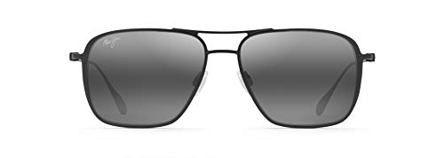 【中古】【未使用・未開封品】Maui Jim Beaches アジアンフィット アビエイターサングラス, ブラックマット/ニュートラルグレー偏光, M