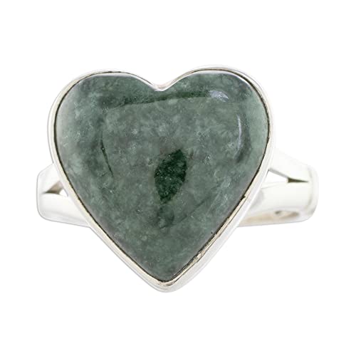 【中古】【未使用・未開封品】NOVICA Jade .925スターリングシルバー ハート型リング Love Dream'