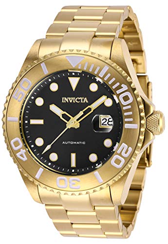 【中古】【未当てはめる・未開封品】Invicta Men\u0027s PRO DIVER Gold-Tone Steel Bracelet \u0026 Case Automatic Black Dial Analog Watch 27306