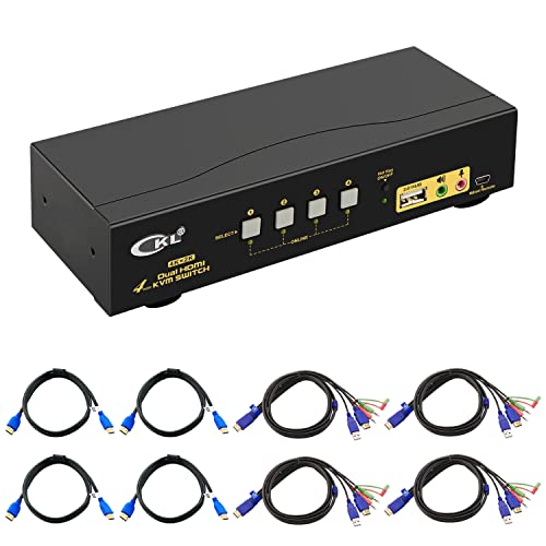 【中古】【未当て嵌める・未開封品】デュアル管するHDMI KVM取り替えっこ4界面取りひろげる見せびらかす+オーディオ+ USB 2.0 HUB、4K @ 30サイクル CKL-944HUA