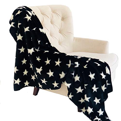【中古】【未使用・未開封品】Plutus Black and White Stars Soft Handmade Luxury Throw Throw 36W x 60L