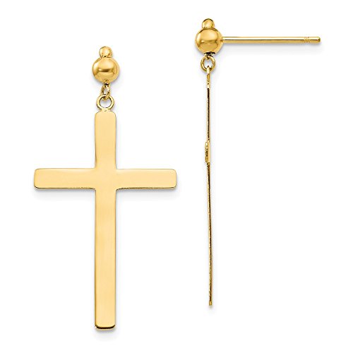 【中古】【未使用・未開封品】14K イエローゴールド クロス ダングル ポスト イヤリング|AJIMURA-SHOP