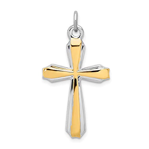 【中古】【未当て嵌める・未開封品】Jewels By Lux スターリングシルバーロジウムメッキ\u002618Kゴールドメッキクロスペンダント 靴-その他