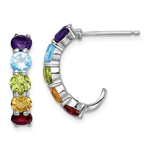【中古】【未使用・未開封品】Jewels By Lux スターリングシルバー ロジウムメッキ マルチジェムストーン Jフープピアス|AJIMURA-SHOP