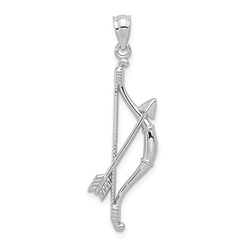 【中古】【未使用・未開封品】Jewels By Lux 14k ホワイトゴールド 光沢&テクスチャードリボン&矢ペンダント|AJIMURA-SHOP