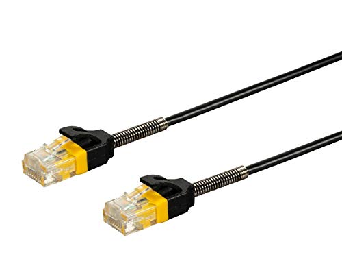 【中古】【未使用・未開封品】Monoprice Cat6 イーサネットパッチケーブル - ブラック 補強ケーブル | スナッグRJ45ストランド550MHz UTP 純裸銅線30AWG - SlimRunシリーズ, 5