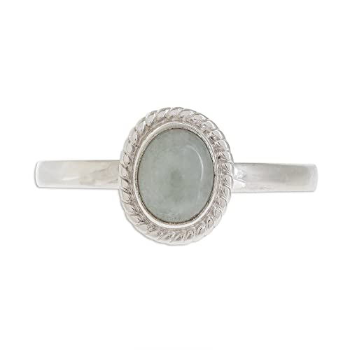 【中古】【未使用・未開封品】NOVICA 翡翠 .925スターリングシルバー ソリティアリング 'Oval Beauty', フェルト, ジェイド,