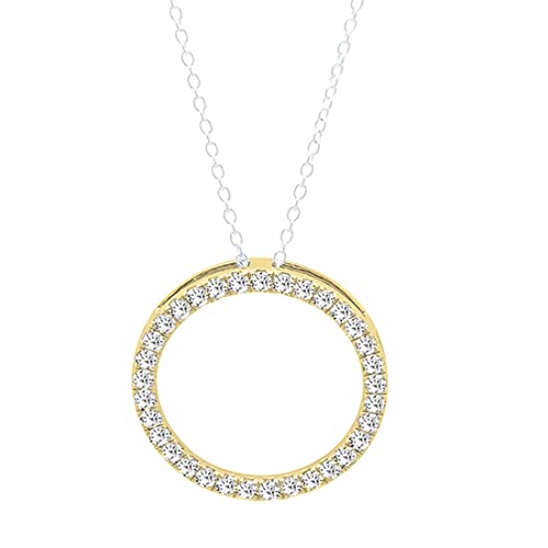 【中古】【未使用・未開封品】Dazzlingrock Collection レディース 0.33カラット（CTW）14Kイエローゴールドラウンドホワイトダイヤモンドサークルペンダント1/3 CT（シルバー｜AJIMURA-SHOP