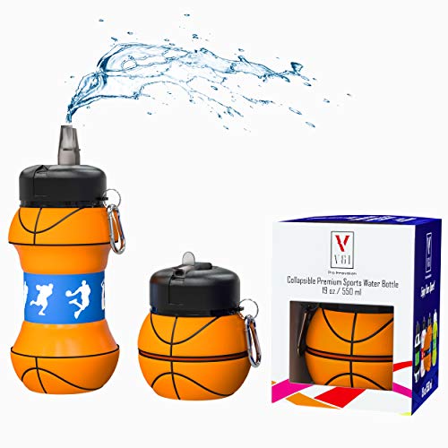 【中古】【未使用・未開封品】スポーツ キッズ ウォーターボトル バスケットボール 野球 サッカー ボール型 デザイン 19オンス 漏れ防止 耐衝撃 再利用可能 絞れる コンパクト