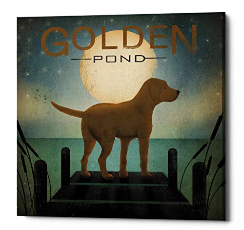 【中古】【未当て嵌める・未開封品】Epic Graffiti 「ムーンライズ 黄味がかった犬 - ゴールデン・英国ポンド」 ライアン・ファウラー作 ジークレー 帆布 ウォール美術 26\" x 26\"" ブル"