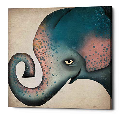【中古】【未当て嵌める・未開封品】Ryan Fowler エピックグラフィティ 「Elephant Wow II」 ジークレーキャンバスウォールアート 26\" x 26\"" 青色 EPIC-CA26262832"