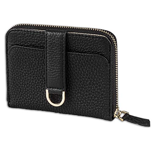 【中古】【未使用・未開封品】Vaultskin BELGRAVIA レディース ジップアラウンド 小さなRFIDウォレット, カードホルダー, ブラック(Midnight Black), One Size