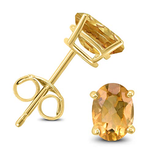 【中古】【未使用・未開封品】14K イエローゴールド 7x5mm オーバルシトリン イヤリング