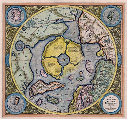【中古】【未使用・未開封品】ライリー クリエイティブ ソリューションズ 1595 フラットアースマップ 北極 アートポスター | セプテントリオナリウム テララム (3サイズ) L｜AJIMURA-SHOP