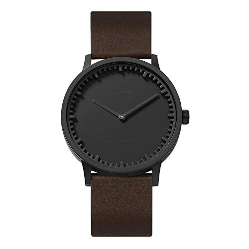 【中古】【未当て嵌める・未開封品】LEFF amsterdam T40 石英ウオッチ ステンレス鋼スチール写真 40粍 黒いこと入れもの 40粍 赤銅色なめし革