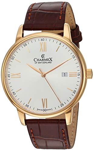 【中古】【未当て嵌める・未開封品】Charmex of Switzerland Charmex Amalfi ラグジュアリースイス製 メンズウォッチ サファイア水晶 ブラウンレザーストラップ 42粍 ローズト