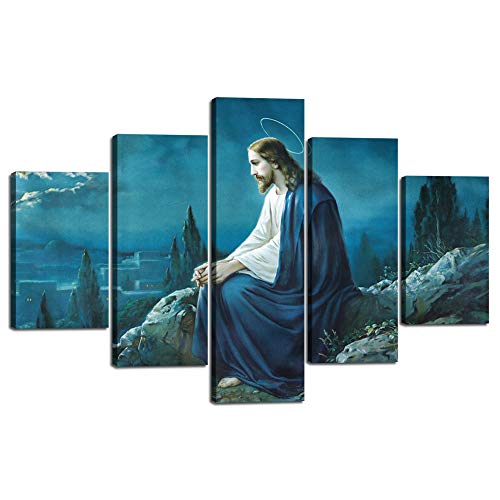 【中古】【未当て嵌める・未開封品】大きなウォール美術 帆布線描 リビング御部屋用 5天下太平 ゲッセマネの救世主の祈とう ガーデンピクチャー 刷り上げる 貼り出し 美術細工物