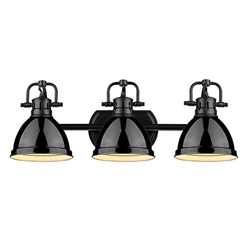 【中古】【未当てはめる・未開封品】Golden Lighting 3602-BA3BLK-BK ダンカン - 3つのともし火2階建てバスかざり付ける台、日よけオプション：黒いこと日よけ